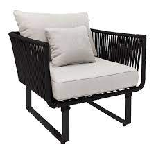 Nahoval Sillón Negro, Cuerda Negra, Tela Exterior Blanca.